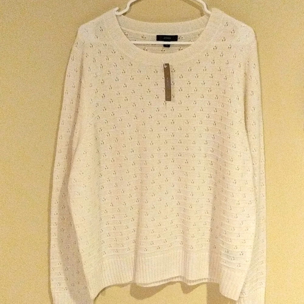 Pointelle Crewneck Sweater size 2XL Ivory